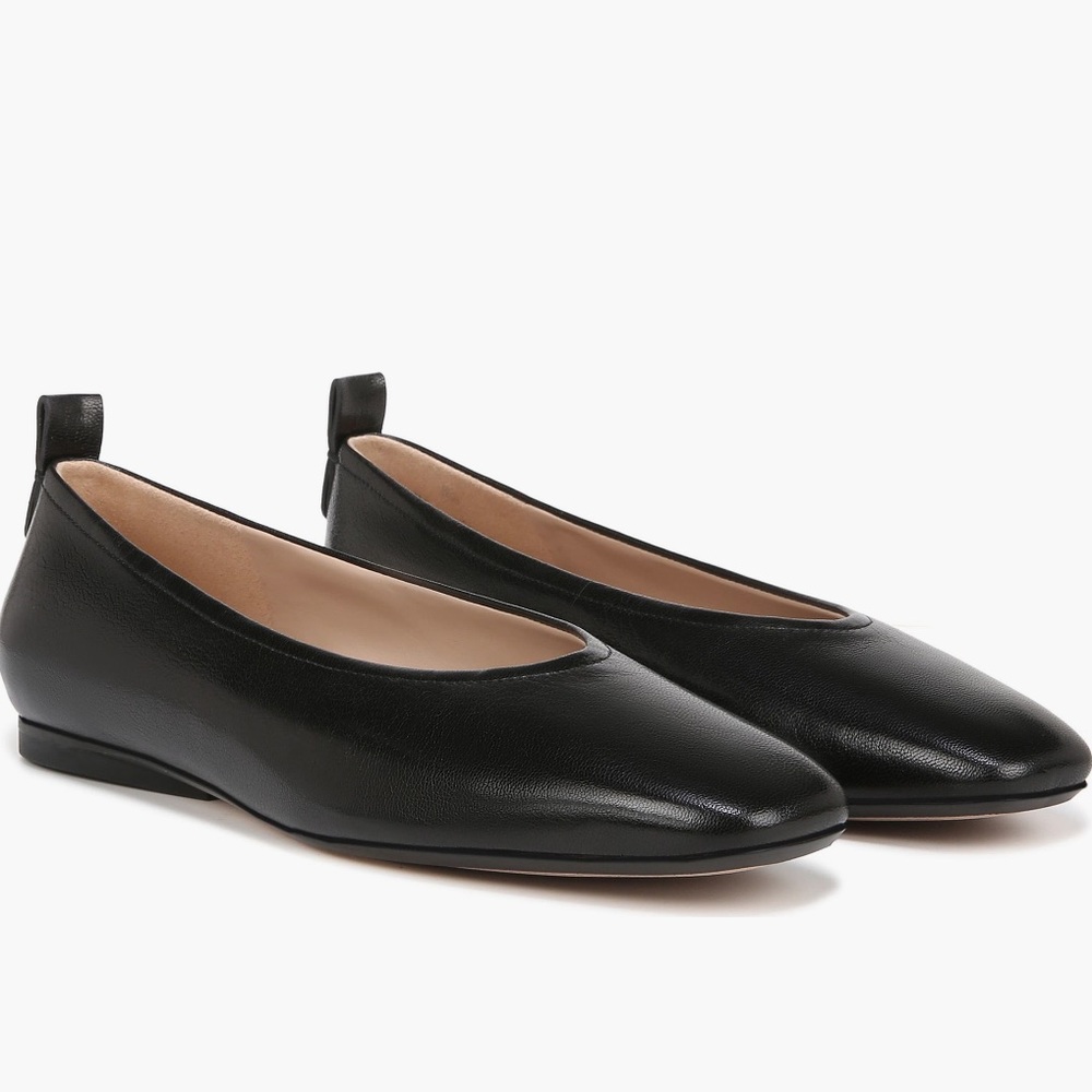 Black Leather Women's Shoes Ballet Flats